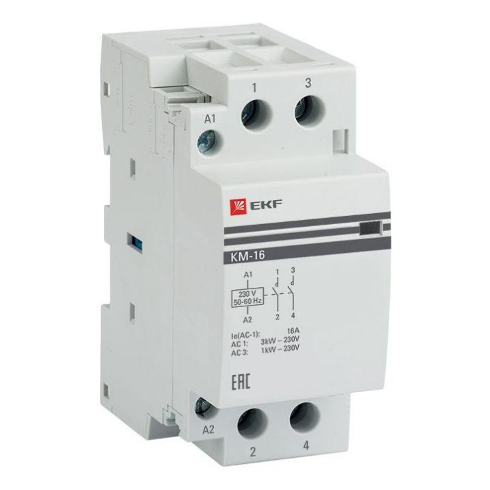 Изображение Контактор модульный КМ 16А 2NО (2 мод.) EKF km-2-16-20