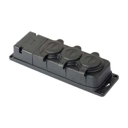 Изображение Розетка 3-м 16А IP44 2P+PE 230В с защ. крышками каучук PROxima EKF RPS-015-16-230-44-r
