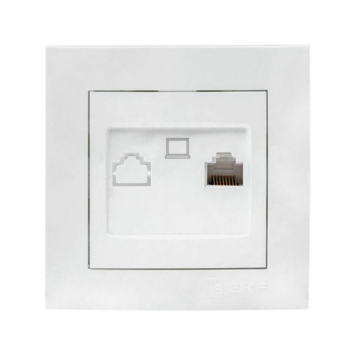 Изображение Розетка компьютерная 1-м СП Валенсия RJ45 бел. PROxima EKF EWK01-035-10
