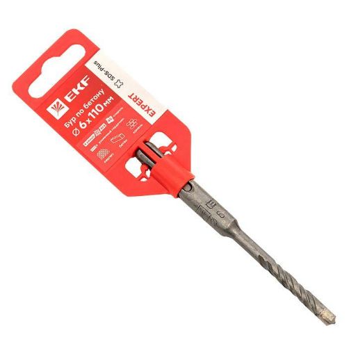 Изображение Бур по бетону SDS-plus 6х110мм 4 резца 4S спираль Expert EKF db-6-110-4x4