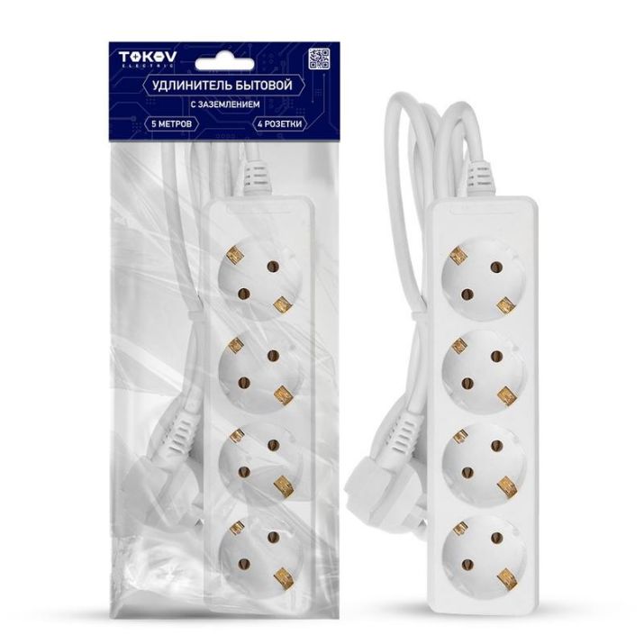 Изображение Удлинитель 4х5м с заземл. 16А 3х1 TOKOV ELECTRIC TKE-C01-BU4-5-1-Z