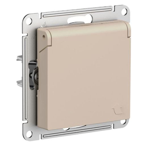 Изображение Розетка AtlasDesign 16А IP20 с заземл. со шторками с крышкой механизм песочн. SE ATN001246