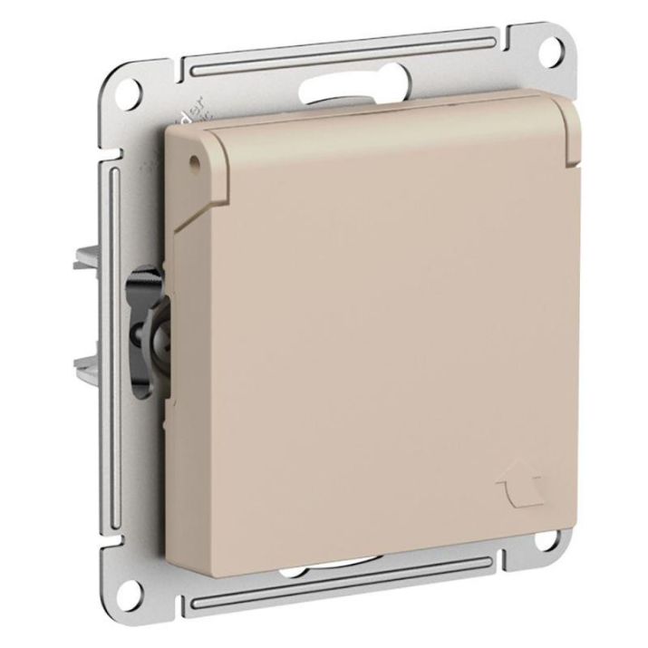 Изображение Розетка AtlasDesign 16А IP20 с заземл. со шторками с крышкой механизм песочн. SE ATN001246