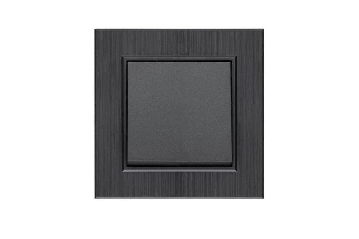 Изображение Выключатель 1-клав. Karea LINE STAR дым. металлик Makel 86050001