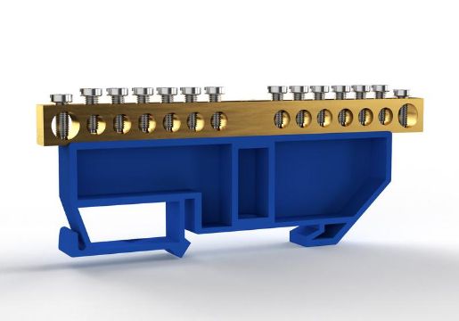 Изображение Шина нулевая на DIN-изоляторе 6х9мм 14 отвер. латунь TOKOV ELECTRIC TKE-BCB-69-14-DIN/N