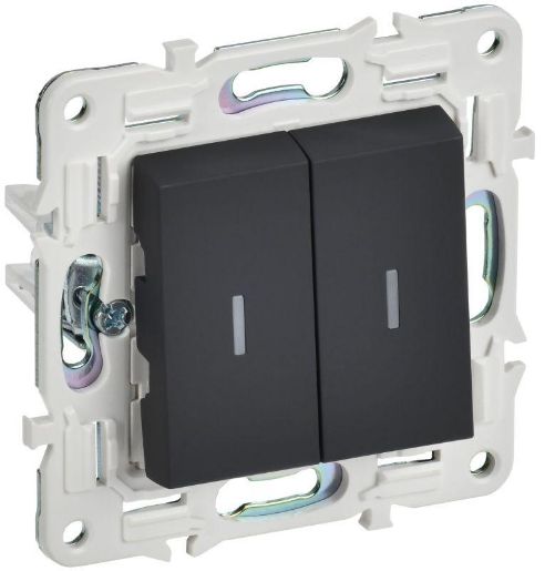 Изображение Выключатель проходной 2-кл. SKANDY 10А SK-V10G с индикацией графит IEK SK-V22-1-10-K53