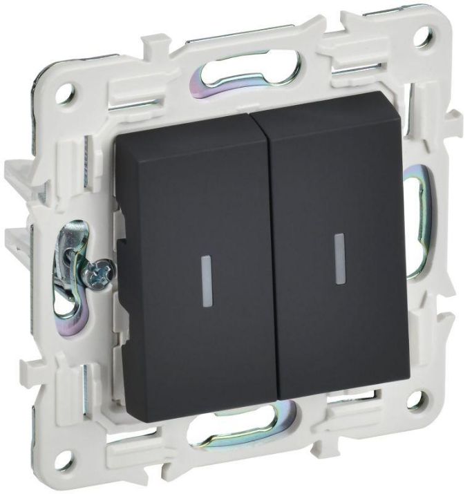 Изображение Выключатель проходной 2-кл. SKANDY 10А SK-V10G с индикацией графит IEK SK-V22-1-10-K53