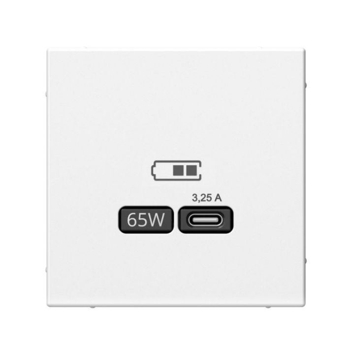 Изображение Розетка USB ArtGallery тип C 65Вт QC PD высокоскор. ЗУ механизм бел. SE GAL000127