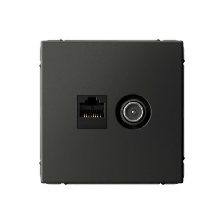 Изображение Розетка компьютерная + телевизионная 2-м ArtGallery RJ45 + TV кат.5E базальт SE GAL001489