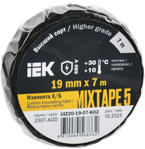 Изображение Изолента Х/Б 19мм 7м MIXTAPE 5 IEK UIZ20-19-07-K02