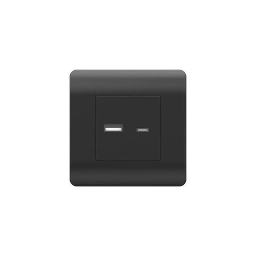 Изображение Розетка USB NEW3-E тип A+C 5В/2.1А черн. CHINT 431501