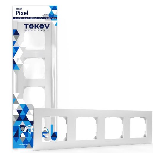 Изображение Рамка 4-м Pixel универс. бел. TOKOV ELECTRIC TKE-PX-RM4-C01