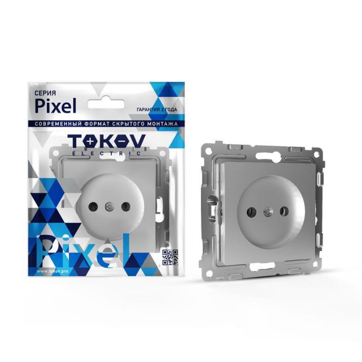 Изображение Розетка 1-м СП Pixel 16А IP20 без заземл. механизм алюм. TOKOV ELECTRIC TKE-PX-R1-C03