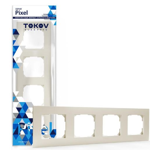 Изображение Рамка 4-м Pixel универс. беж. TOKOV ELECTRIC TKE-PX-RM4-C02