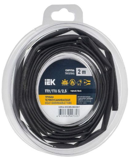 Изображение Трубка термоусадочная ТТУ нг-LS 5/2.5 черн. (уп.2м) IEK UDR12-005-D25-002-K02-T