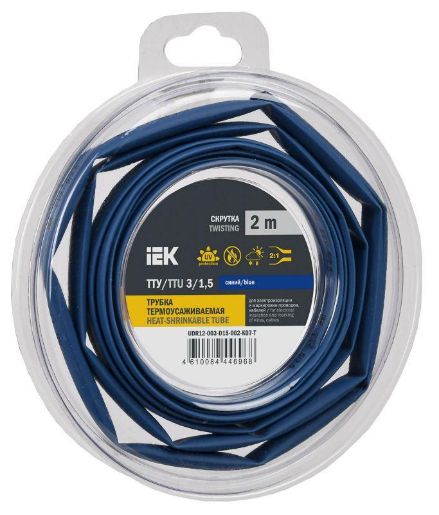 Изображение Трубка термоусадочная ТТУ нг-LS 3/1.5 син. (уп.2м) IEK UDR12-003-D15-002-K07-T