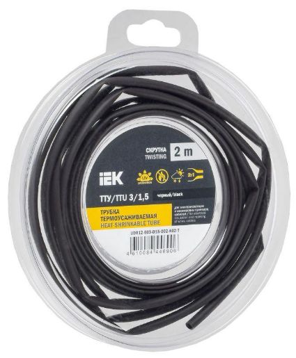 Изображение Трубка термоусадочная ТТУ нг-LS 3/1.5 черн. (уп.2м) IEK UDR12-003-D15-002-K02-T
