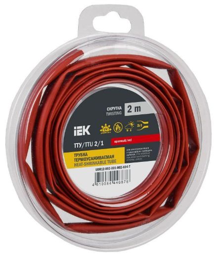 Изображение Трубка термоусадочная ТТУ нг-LS 2/1 красн. (уп.2м) IEK UDR12-002-001-002-K04-T