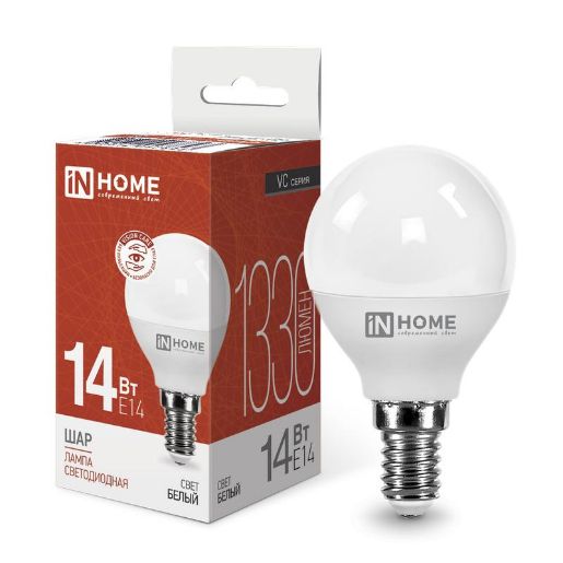 Изображение Лампа светодиодная LED-ШАР-VC 14Вт 230В E14 4000К 1330лм IN HOME 4690612047843