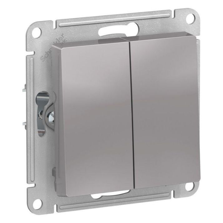 Изображение Выключатель 2-кл. AtlasDesign Aqua IP44 (сх. 5) 10AX механизм алюм. SE ATN440351