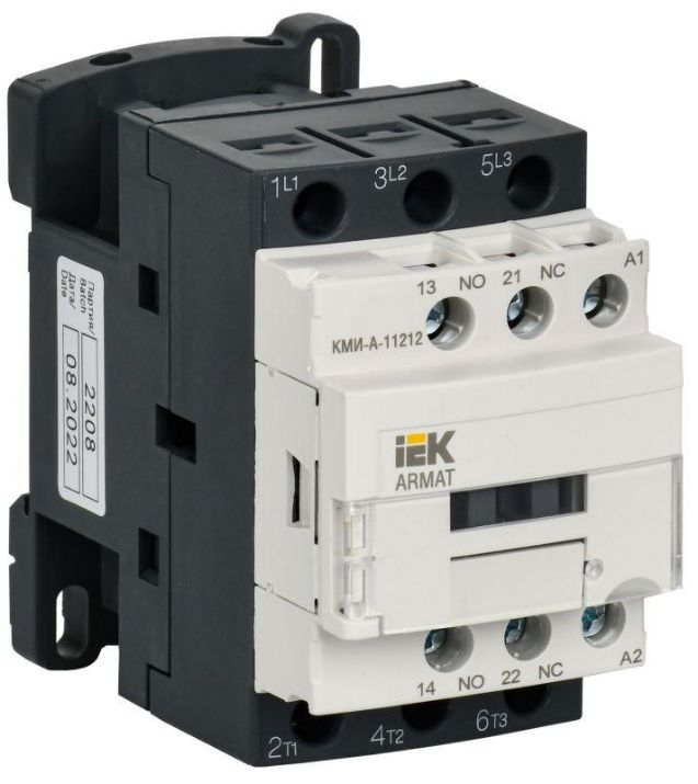 Изображение Контактор КМИ-А-11212 LC1D 12А кат. 230В AC 1НО+1НЗ AC-3 IEK AR-ACC-11-012-230-11