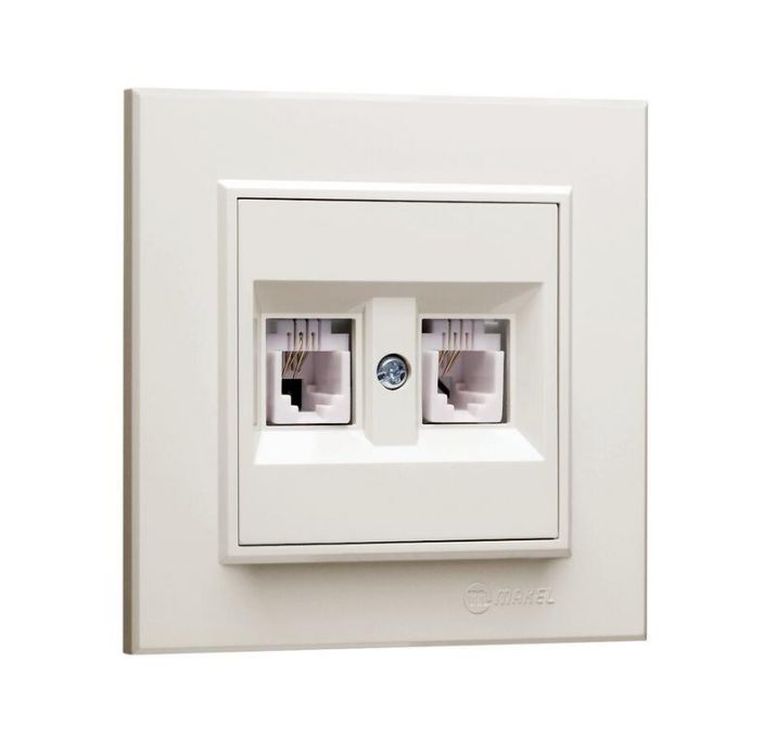 Изображение Розетка компютерная CAT5 + гнездо СП Karea IP20 крем. Makel 56010035
