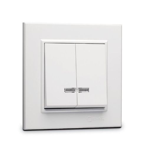 Изображение Выключатель 2-кл. СП Karea 10А IP20 с подсветкой бел. Makel 56001023