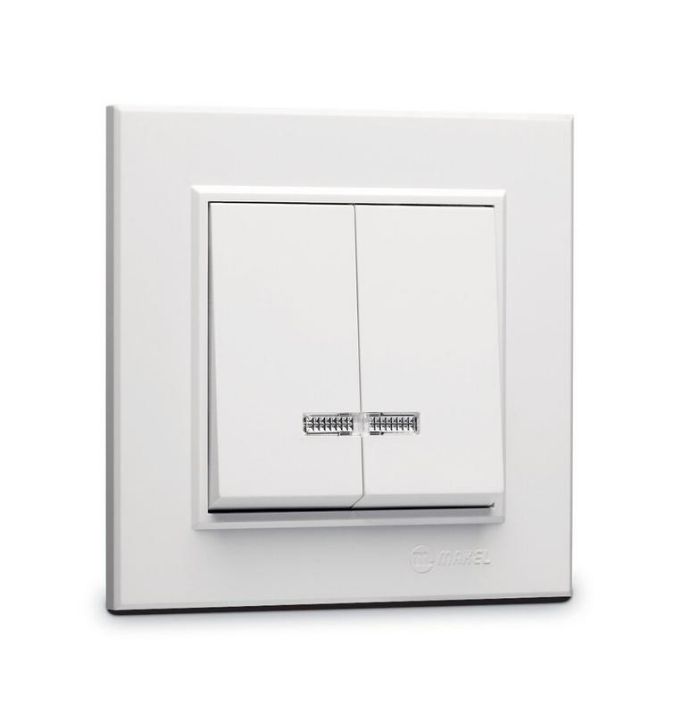 Изображение Выключатель 2-кл. СП Karea 10А IP20 с подсветкой бел. Makel 56001023
