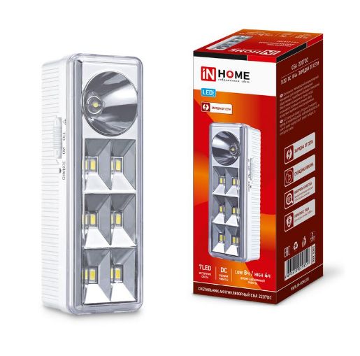 Изображение Светильник светодиодный СБА 2207DC 6+1LED 1.0А.ч lithium battery DC аварийный IN HOME 4690612029559