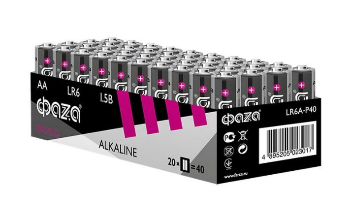 Изображение Элемент питания алкалиновый AA/LR6 1.5В Alkaline Pack-40 (уп.40шт) ФАZА 5023017