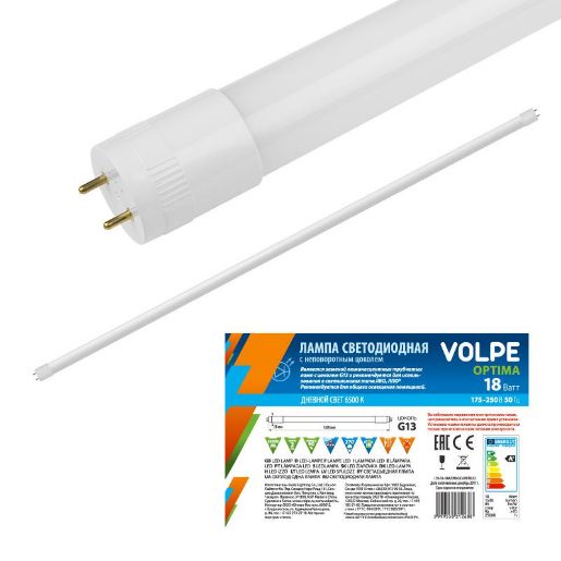 Изображение Лампа светодиодная Optima LED-T8-24W/DW/G13/FR/FIX/O 24Вт матовая 6500К холод. бел. G13 неповорот. (упак. рукав) Volpe UL-00003087