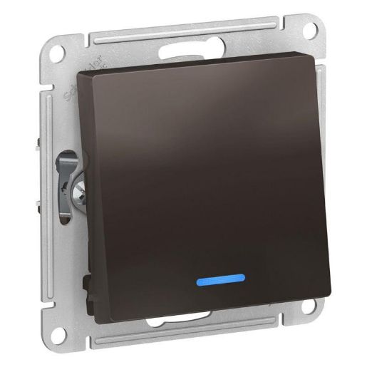 Изображение Переключатель проходной 1-кл. СП AtlasDesign 10А IP20 (сх. 6а) 10AX с подсветкой механизм мокко SE ATN000663