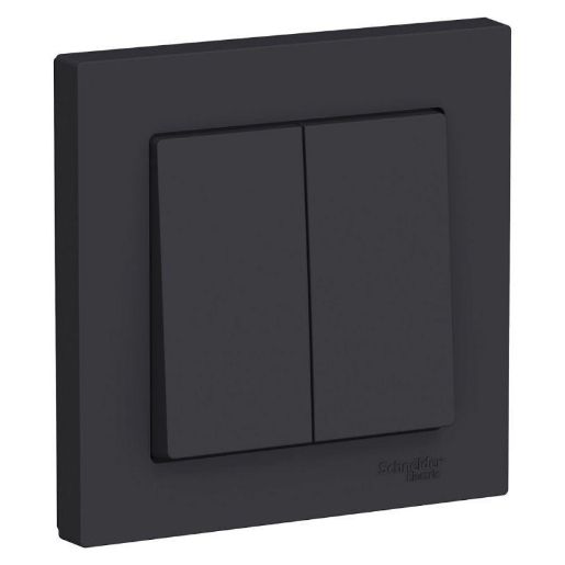 Изображение Выключатель 2-кл. СП AtlasDesign 10А IP20 (сх. 5) 10AX в сборе карбон SE ATN001052