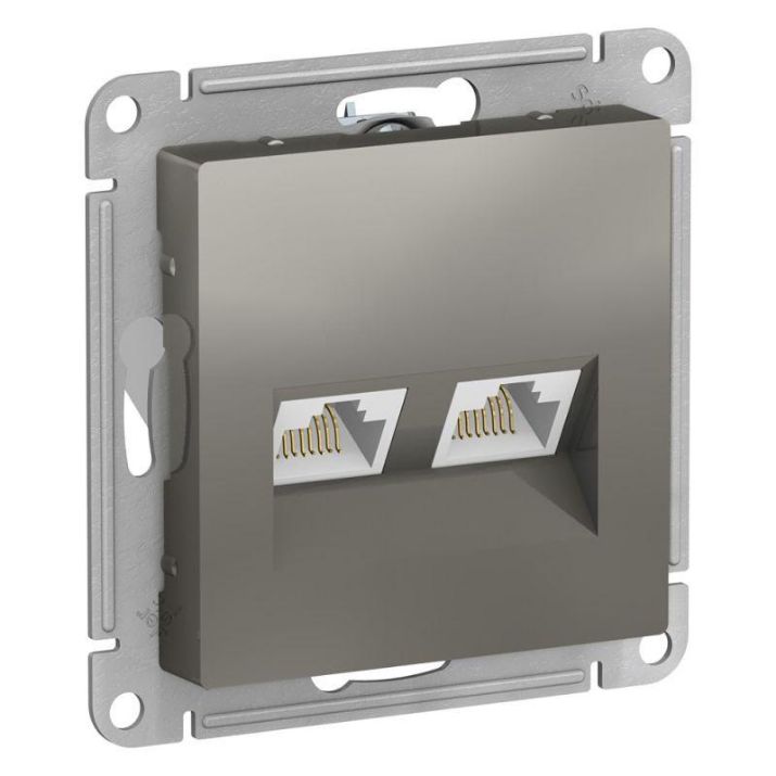 Изображение Розетка компьютерная 2-м AtlasDesign RJ45 кат.5E механизм сталь SE ATN000985