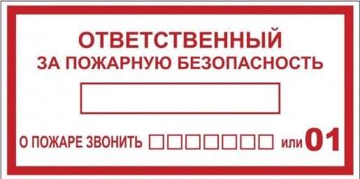 Изображение Наклейка "Ответственный за пожарную безопасность" B03 100х200мм PROxima EKF an-4-05