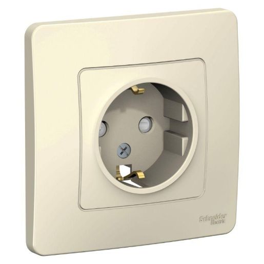 Изображение Розетка 1-м СП Blanca 16А IP20 250В с заземл. защ. шторки молоч. SE BLNRS001112
