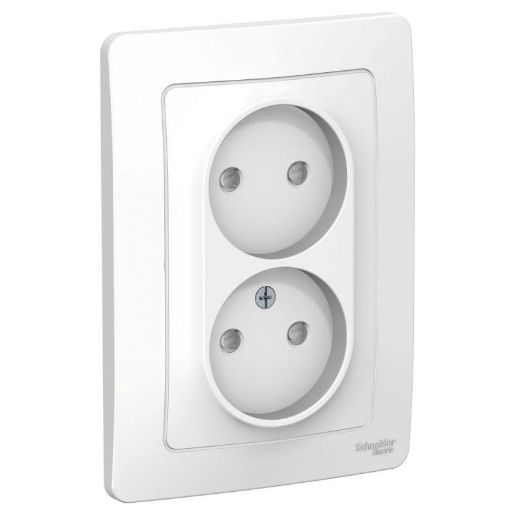 Изображение Розетка 2-м СП Blanca 16А IP20 250В без заземл. защ. шторки бел. SE BLNRS000121