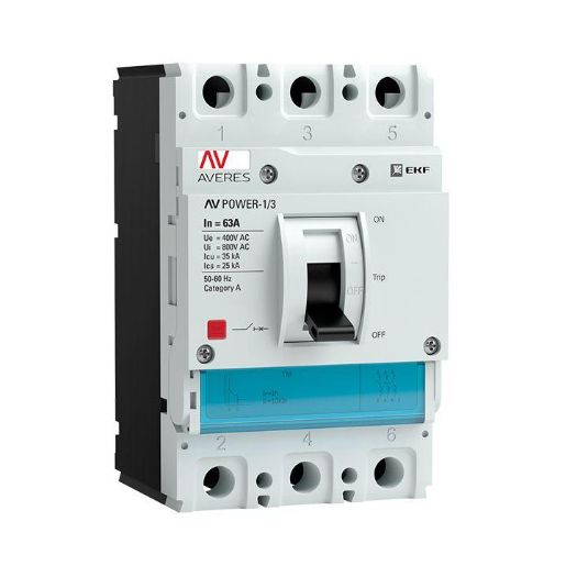Изображение Выключатель автоматический 3п 63А 35кА AV POWER-1/3 TR AVERES EKF mccb-13-63-TR-av