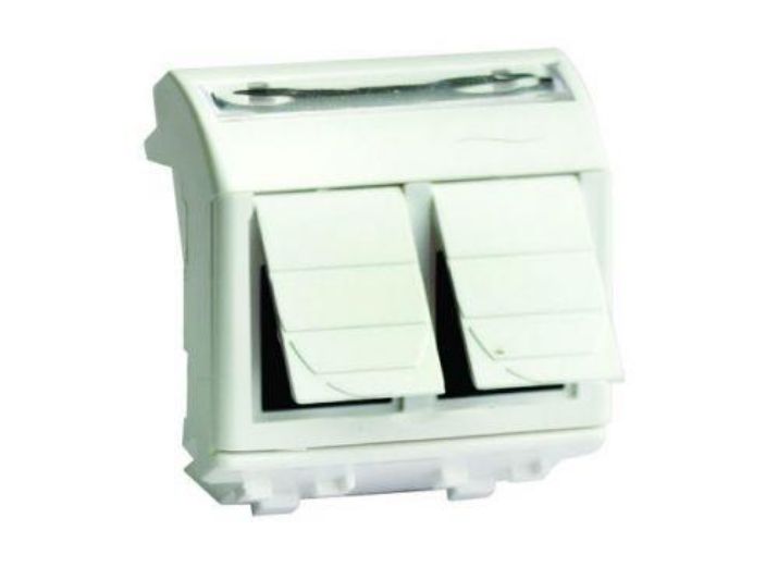 Изображение Розетка компьютерная 2-м СП 2мод. Brava RJ45 кат.6 бел. DKC 76452B