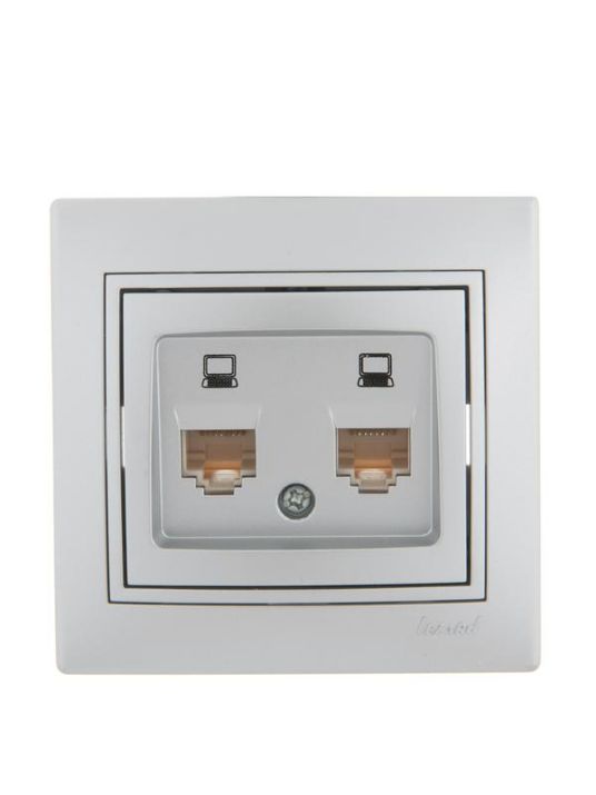 Изображение Розетка компьютерная 2-м СП Mira RJ45 сер. метал. LEZARD 701-1010-141