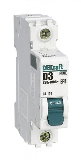 Изображение Выключатель автоматический модульный 1п D 3А 4.5кА ВА-101 DEKraft 11099DEK