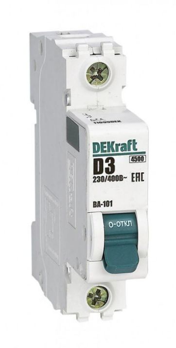 Изображение Выключатель автоматический модульный 1п D 3А 4.5кА ВА-101 DEKraft 11099DEK