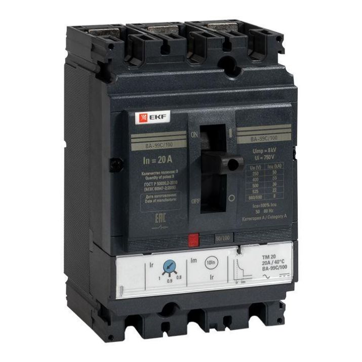 Изображение Выключатель автоматический 3п 100/20А 36кА ВА-99C Compact NS PROxima EKF mccb99C-100-20