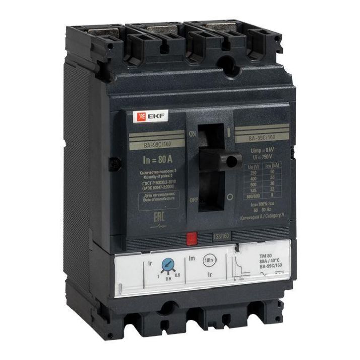 Изображение Выключатель автоматический 3п 160/80А 36кА ВА-99C Compact NS PROxima EKF mccb99C-160-80