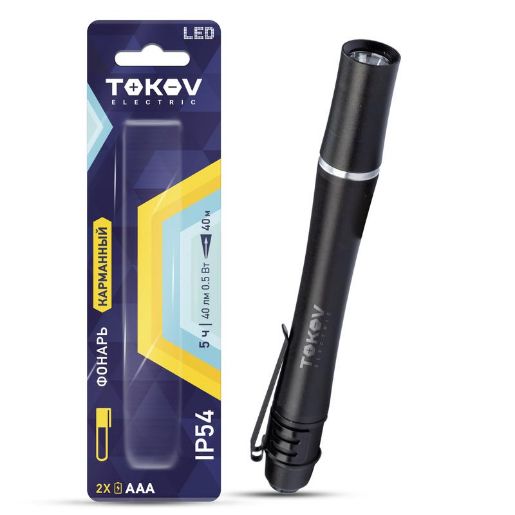 Изображение Фонарь ручной на батарейках AAAx2 анодированный алюм. TOKOV ELECTRIC TKE-RF-B-05