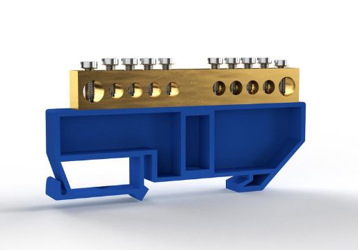Изображение Шина нулевая на DIN-изоляторе 8х12мм 10 отвер. латунь TOKOV ELECTRIC TKE-BCB-812-10-DIN/N