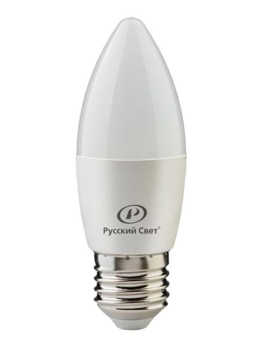 Изображение Лампа светодиодная RS C37 E27 8W 220-240V 4000К 8Вт 800лм Ra 90 свеча Русский Свет 15010545063