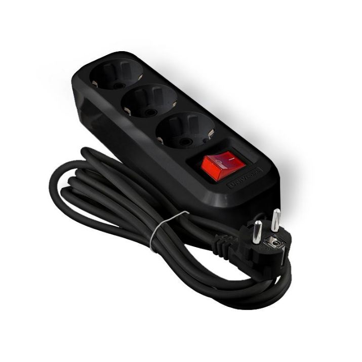 Изображение Удлинитель 3х3м с заземл. 16А IP20 S-303 ПВС 3х1 с выкл. черн. UNIVersal 2020