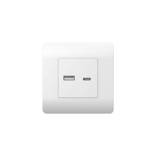 Изображение Розетка USB NEW3-E тип A+C 5В/2.1А бел. CHINT 431551