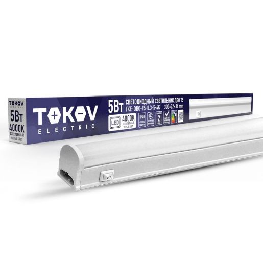 Изображение Светильник светодиодный ДБО Т5 5Вт 4К IP40 TOKOV ELECTRIC TKE-DBO-T5-0.3-5-4K